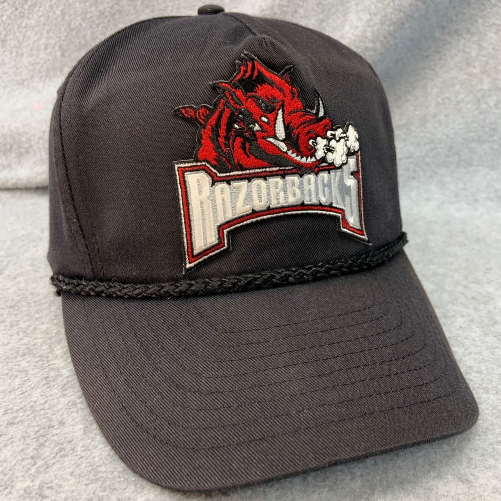 Arkansas Hogs Razorbacks Mens Black Sun Cap Snapback Rope Hat OSFM